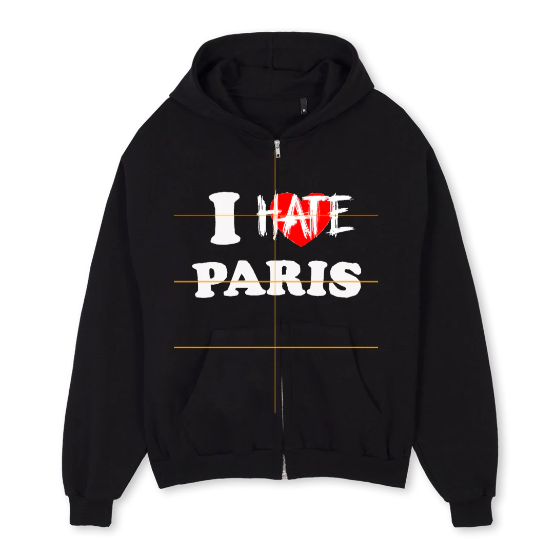 IHP Black Oversized Zipped Hoodie.