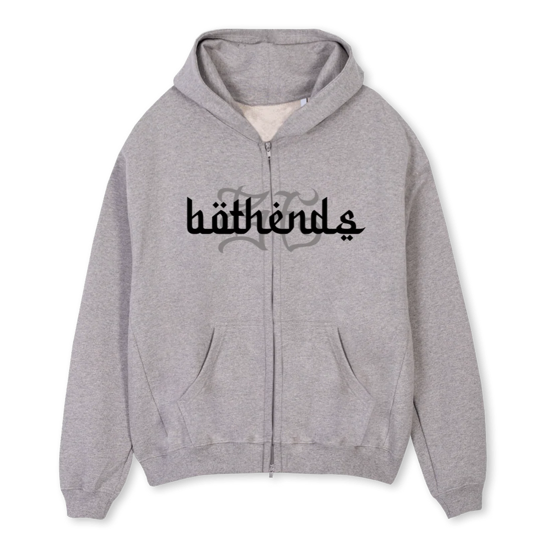 IIZFZFFFFZUIIZGHUIIH Grey Marl Oversized Zipped Hoodie.