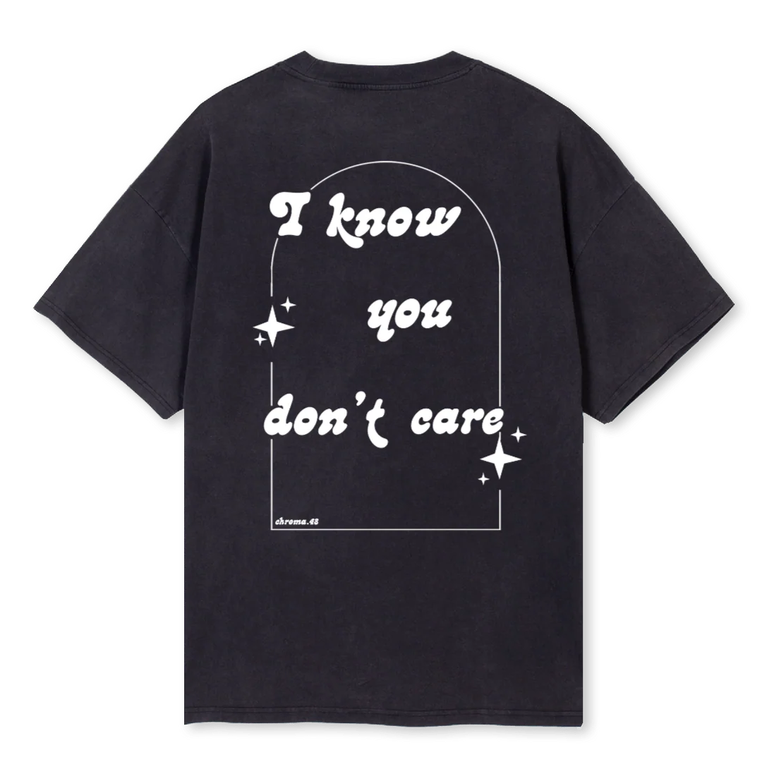 IKNOWYOUDONTCARE Vintage Black Oversized Tee. - Image 2