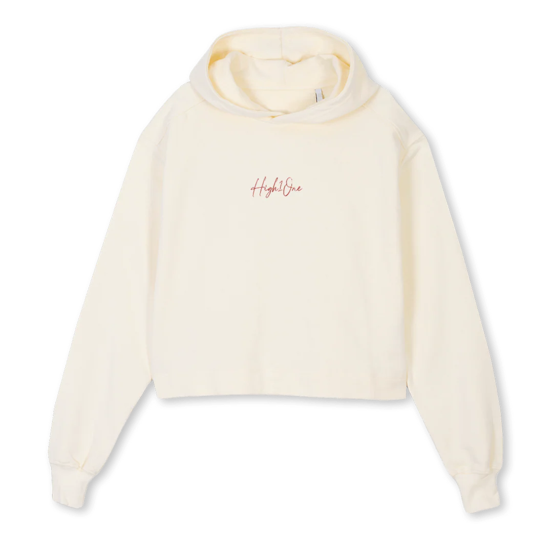 ILK BASKI KADIN Cream Cropped Hoodie.