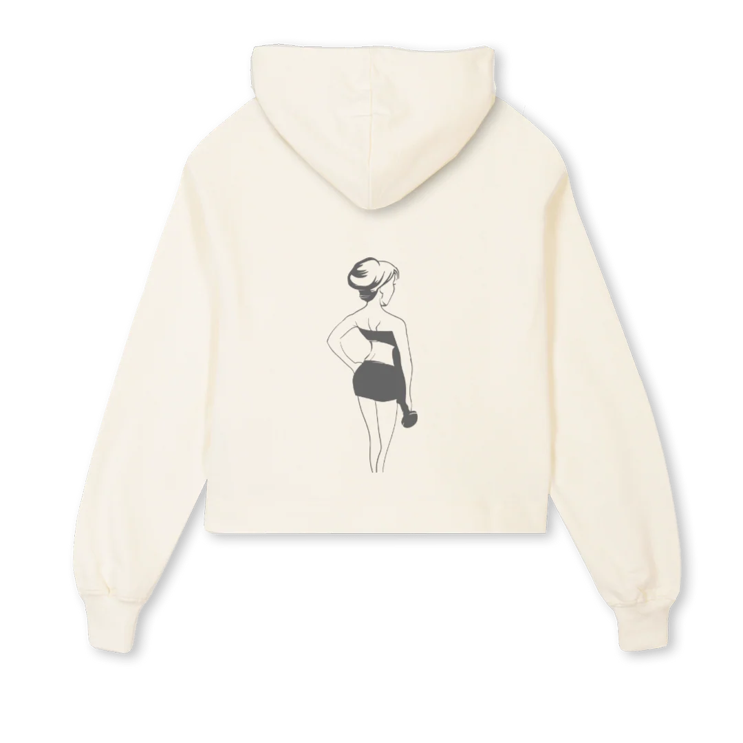 ILK BASKI KADIN Cream Cropped Hoodie. - Image 2