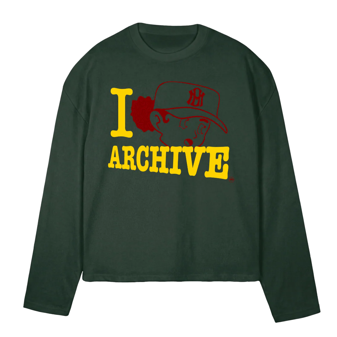 ILOVEARCHIVE Wild Green Oversized Boxy LS Tee.