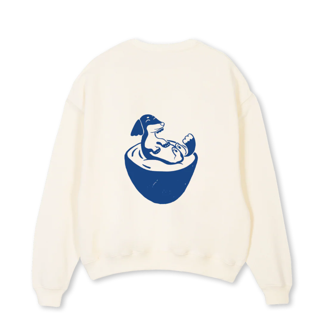 IM AT HAPPY Cream Oversized Crewneck Sweater. - Image 2