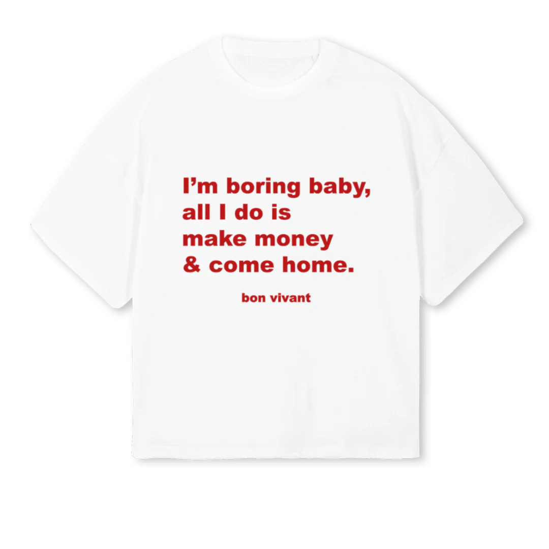 IM BORING BBY White Oversized Boxy Tee.
