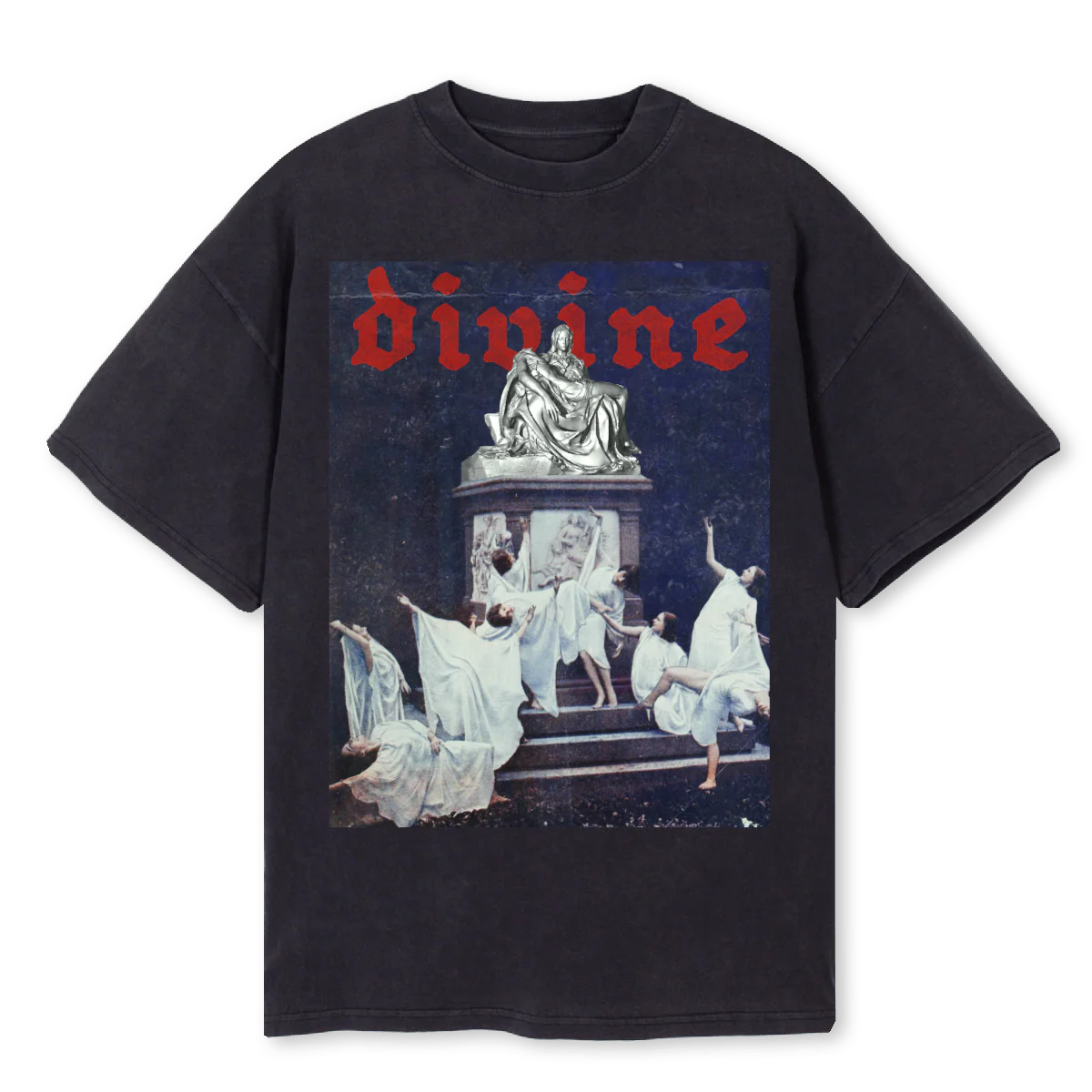 IMMACULATE SILK Vintage Black Oversized Tee.