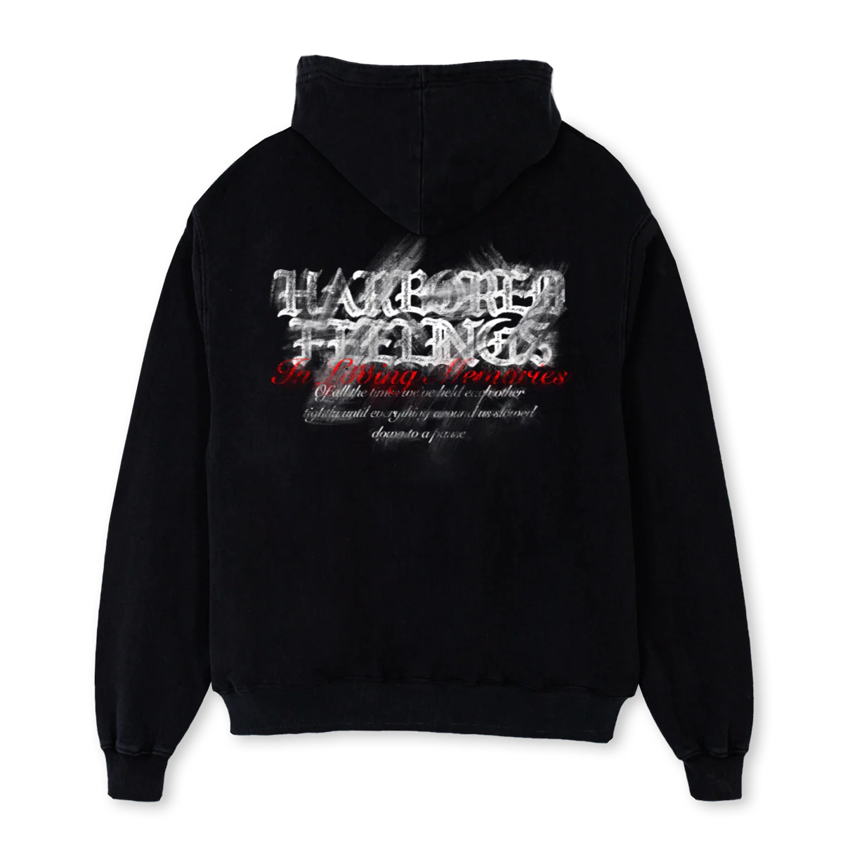 IN MEMORY Black Oversized Zipped Hoodie.