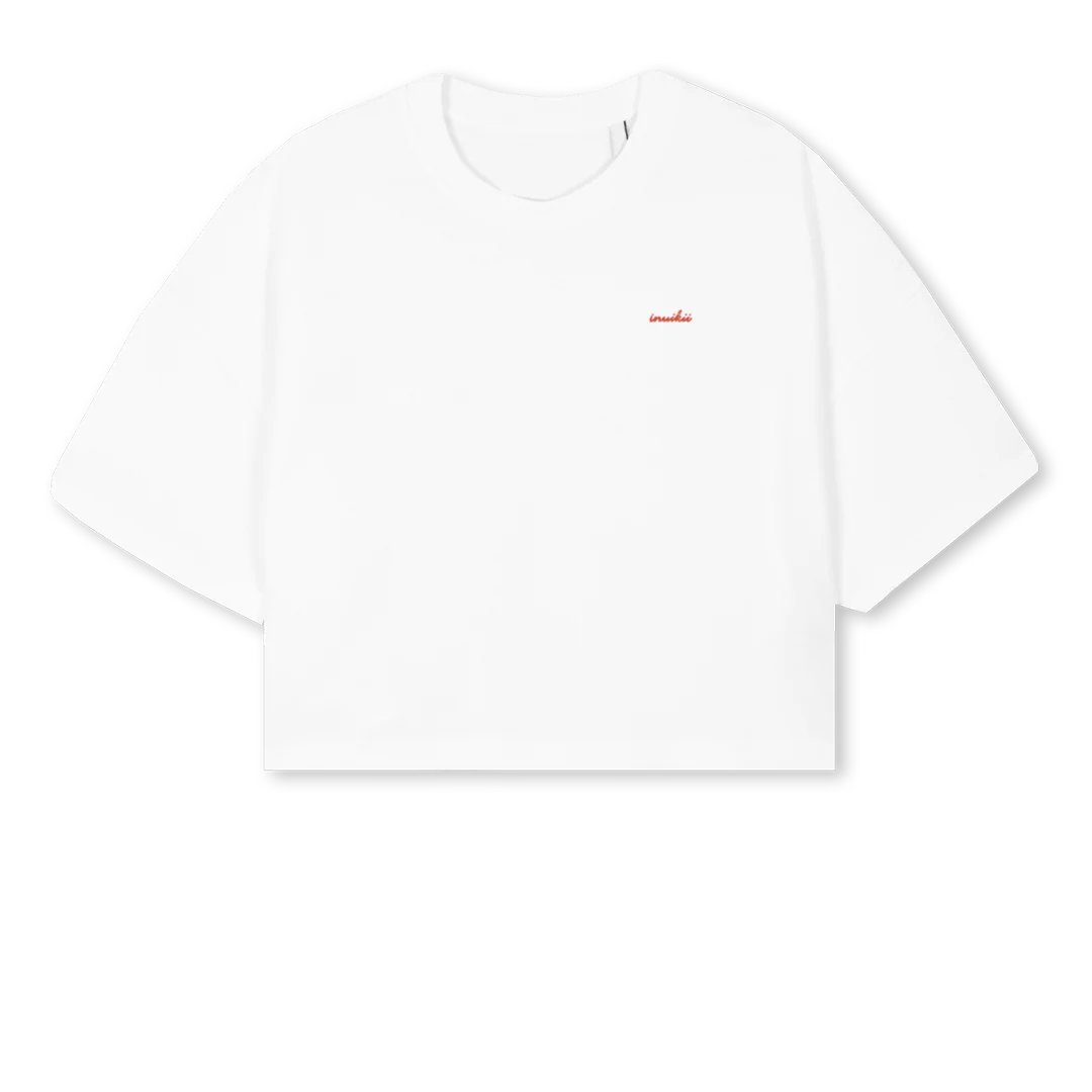 INUIKIICROPPEDHANDRE White Cropped Oversized Tee.