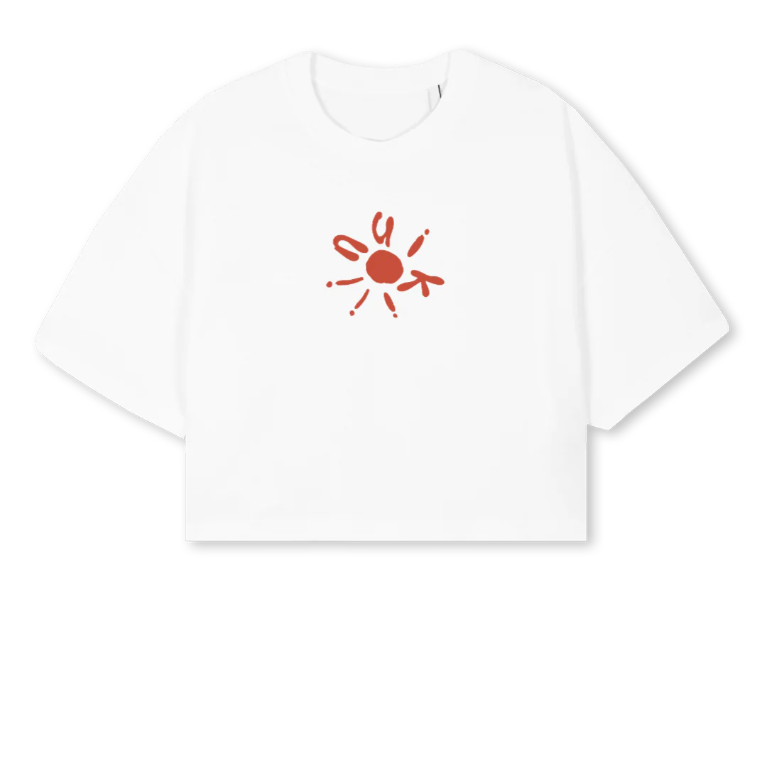 INUIKIISUNCROPPED White Cropped Oversized Tee.
