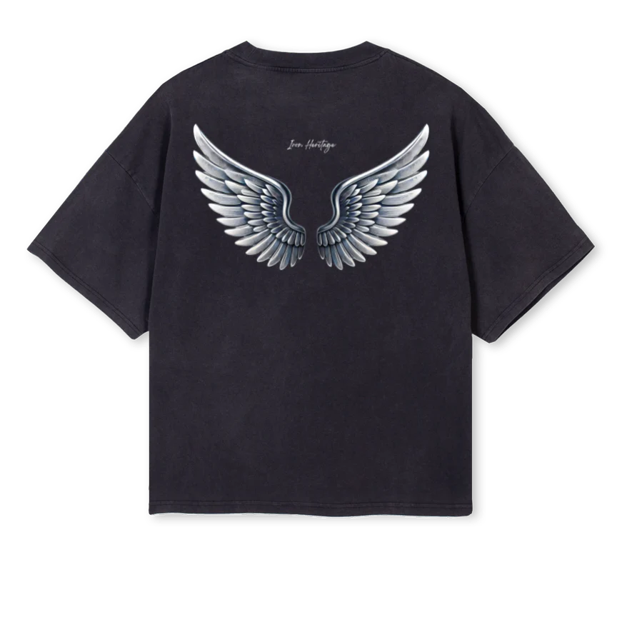 IRONWINGSSHIRT  Vintage Black Oversized Boxy Tee. - Image 2