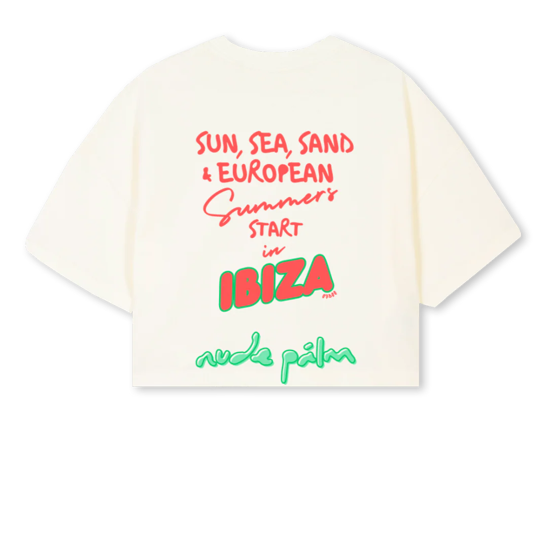 ISLANDCROP Cream Cropped Oversized Tee. - Image 2