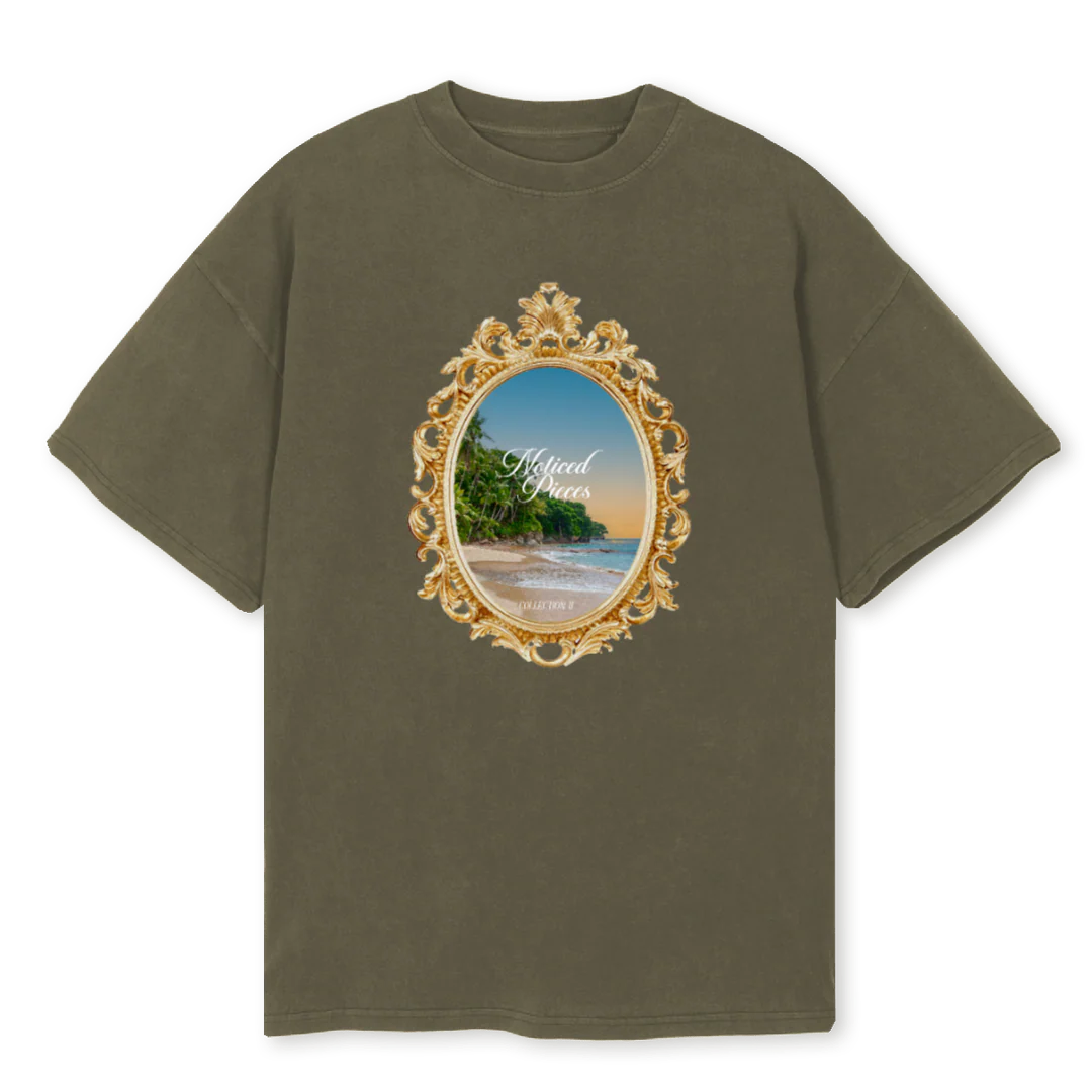 ISLEOFTIME Vintage Olive Oversized Tee.