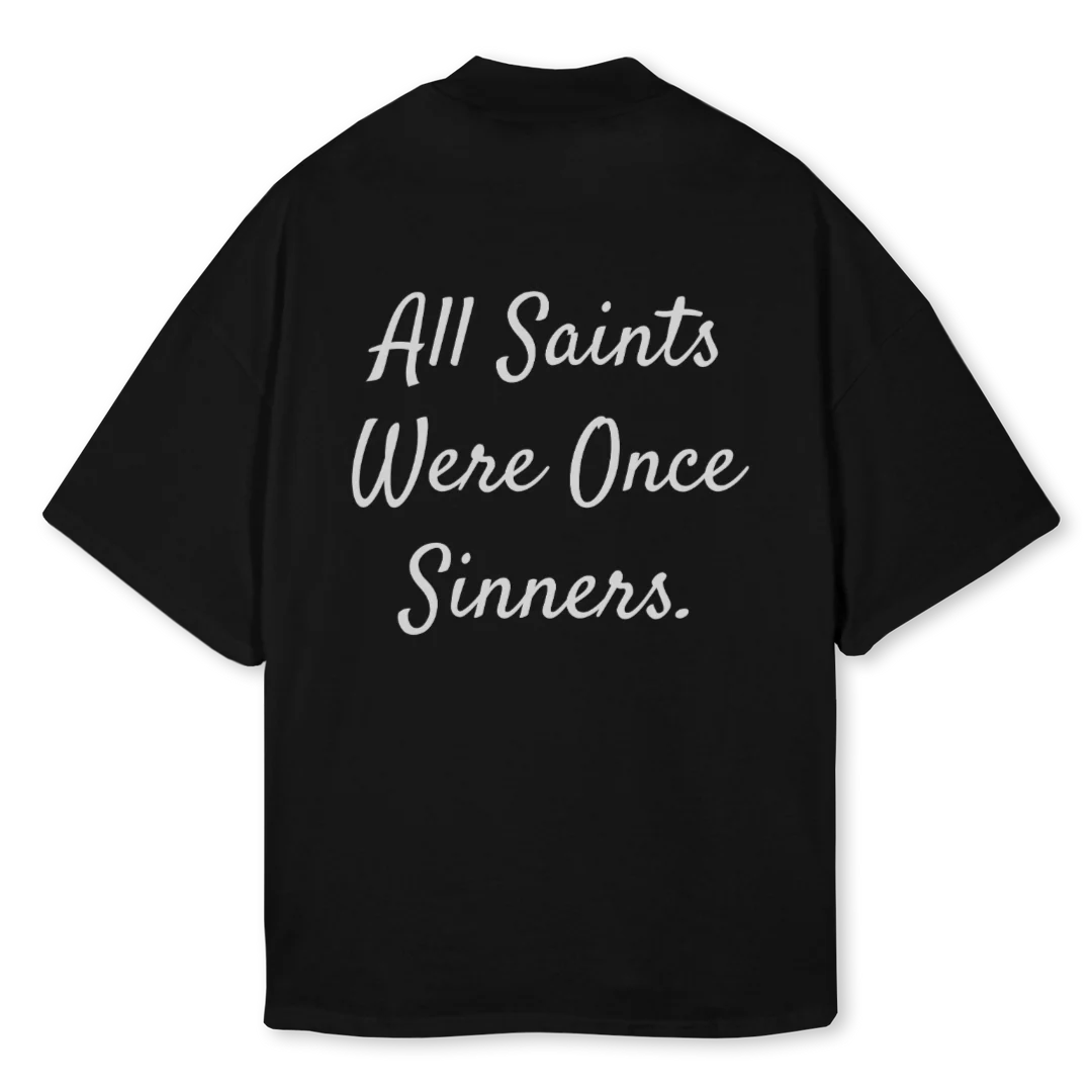 ITALICSASWOS Black Oversized Mock Neck Tee. - Image 2