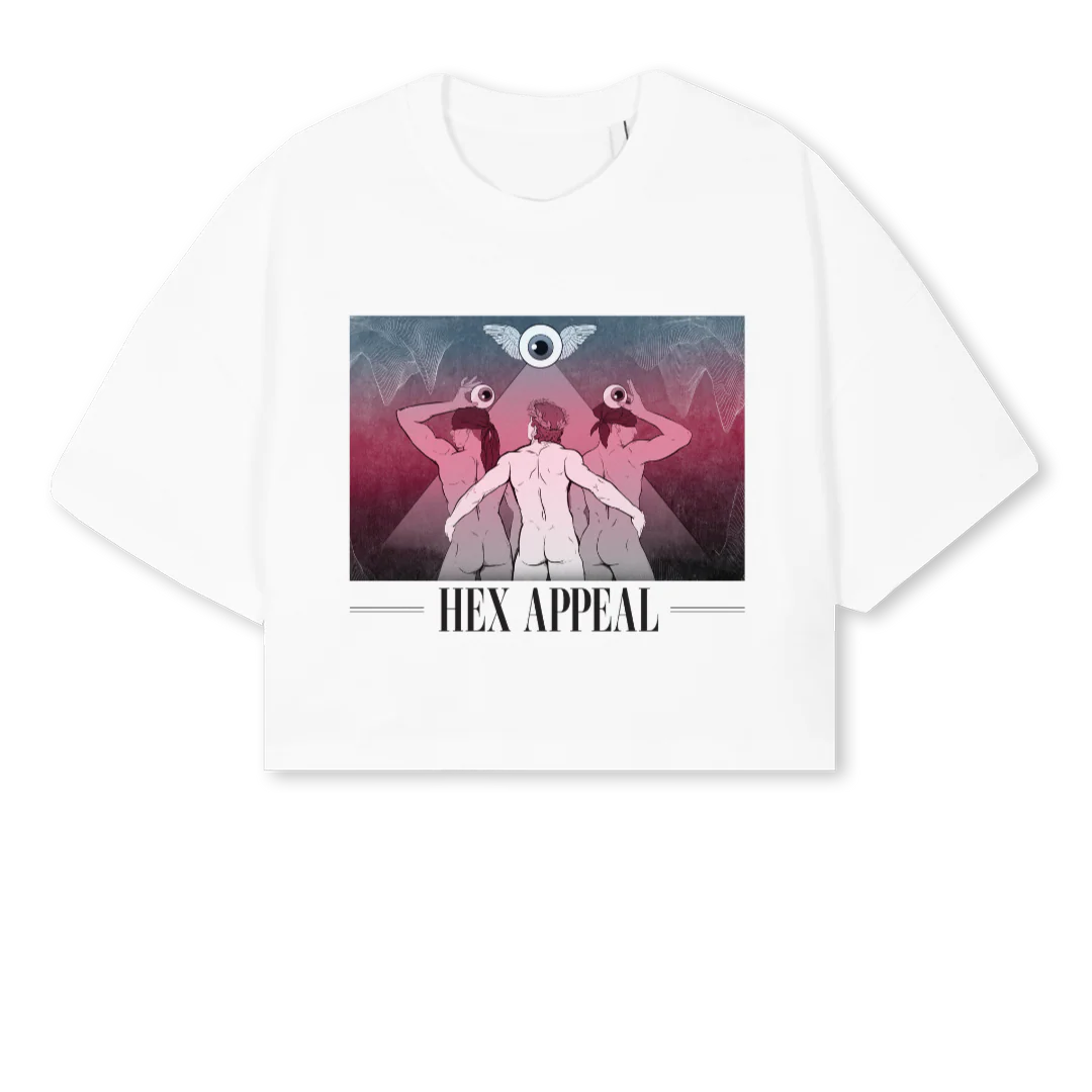 HEX FRIENDSWHITE White Cropped Oversized Tee.