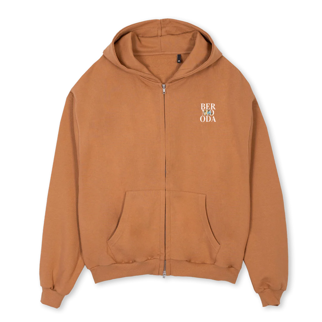 JACKET Camel Oversized Zipped Hoodie.