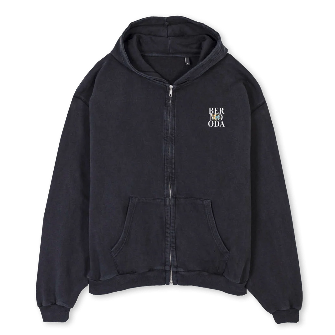 JACKET Vintage Black Oversized Zipped Hoodie.