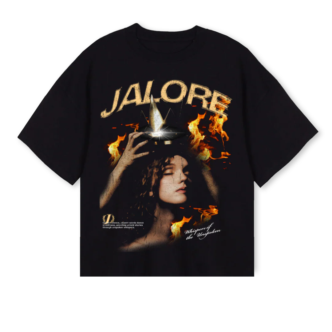 JALORE  Black Oversized Boxy Tee.