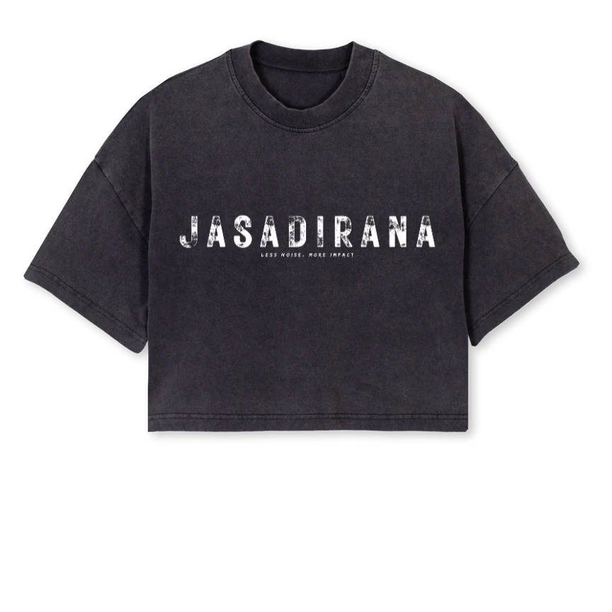 JASADIRANA CRP Vintage Black Cropped Oversized Tee.