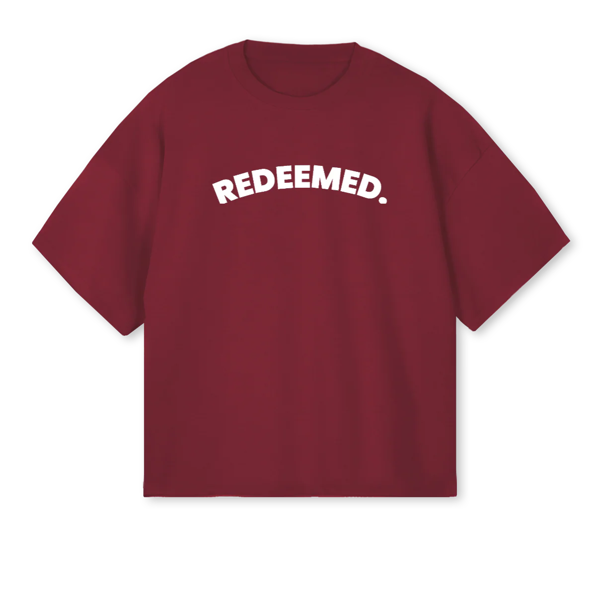 JESUSSAVES Burgundy Oversized Boxy Tee.