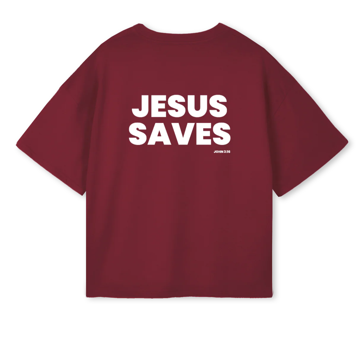 JESUSSAVES Burgundy Oversized Boxy Tee. - Image 2