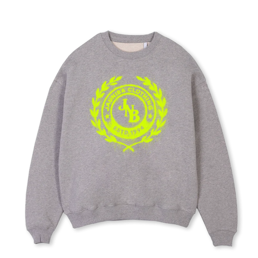 JNB UNI NEON Grey Marl Oversized Crewneck Sweater.