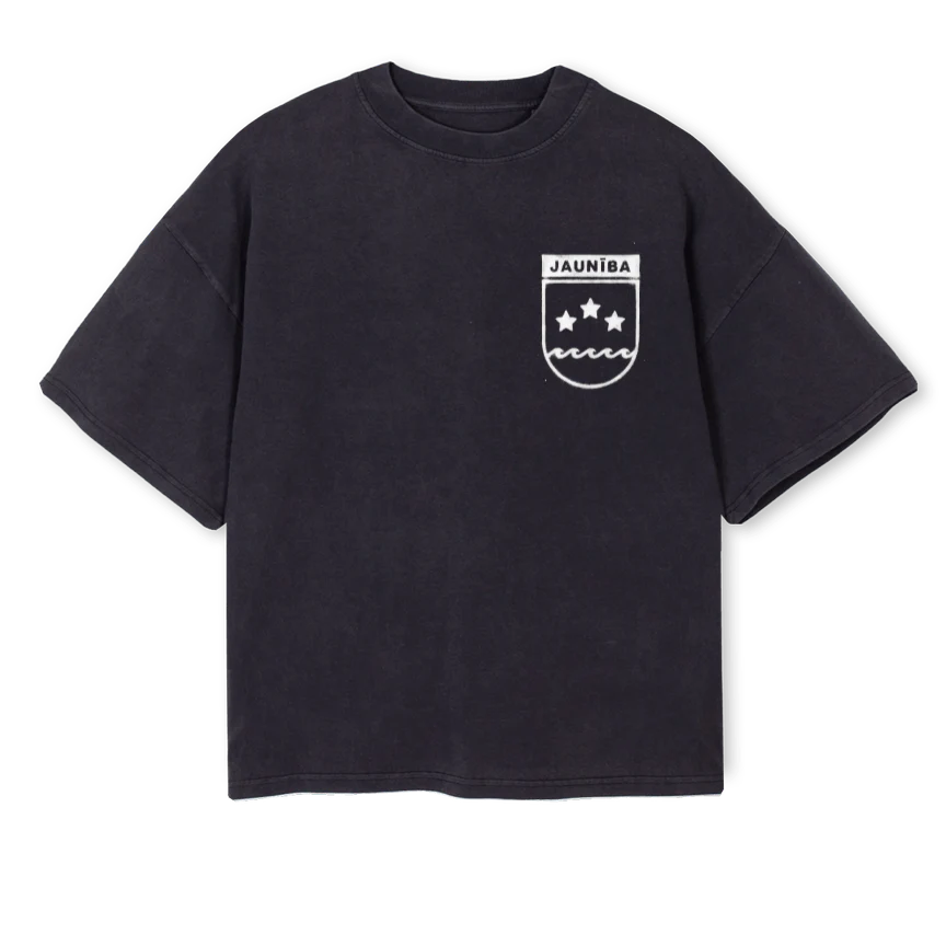 JNBCRESTBLACK Vintage Black Oversized Boxy Tee.