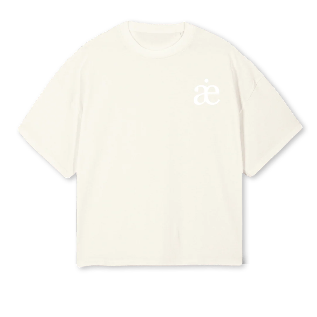 JUNIOR Cream Oversized Boxy Tee.