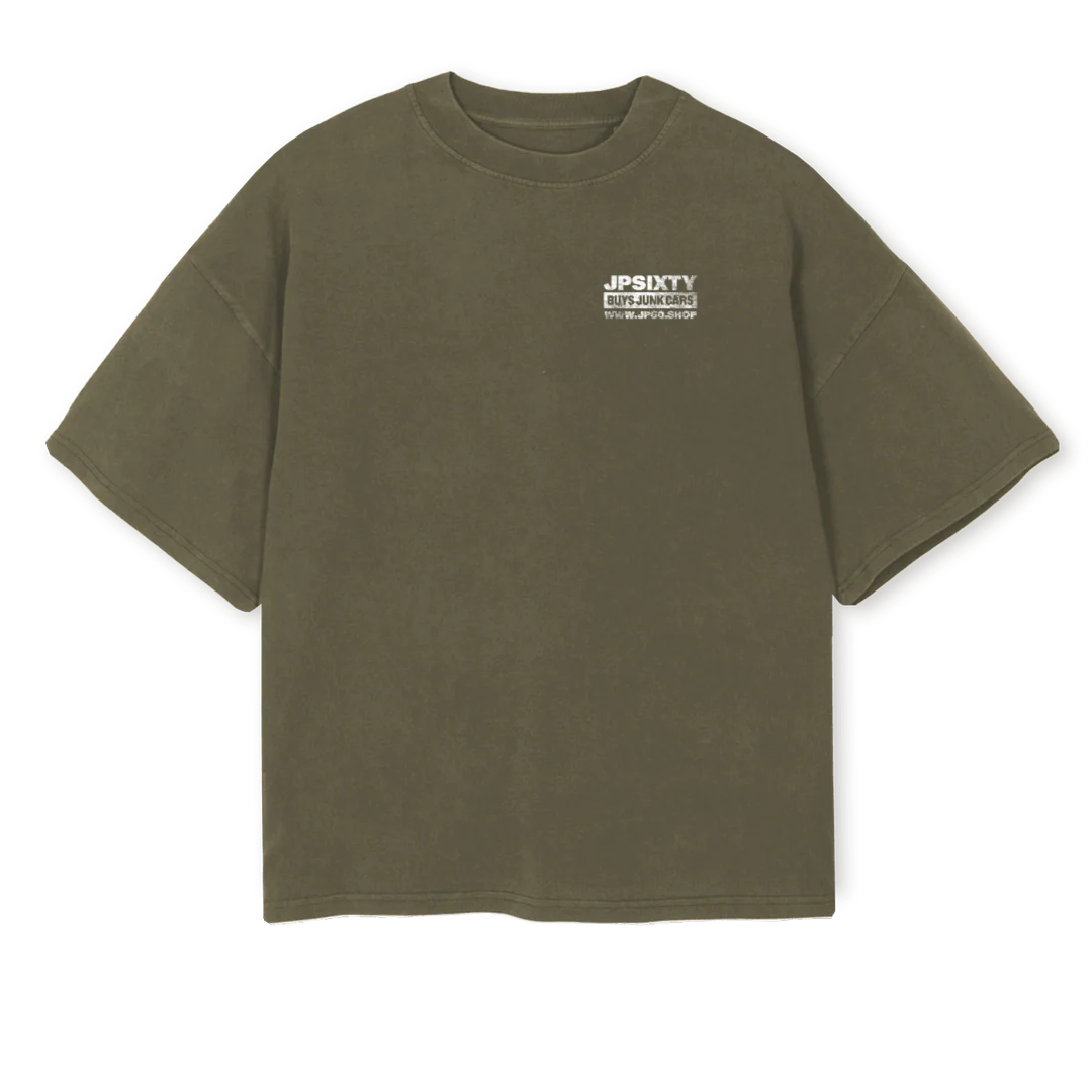JUNKCARSSHIRT Vintage Olive Oversized Boxy Tee.