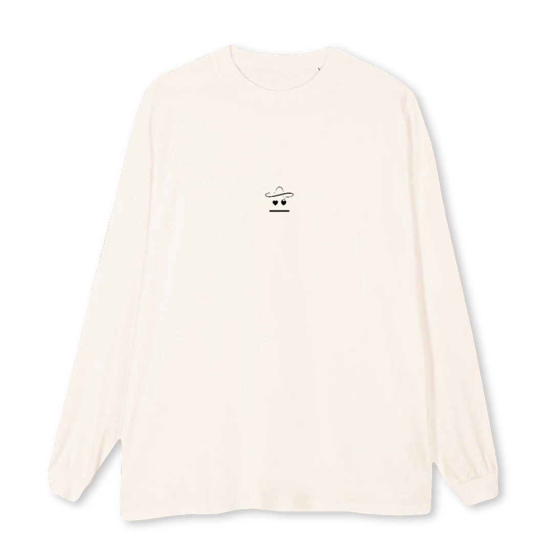 JUST IN CASE Vintage White Oversized LS Tee.