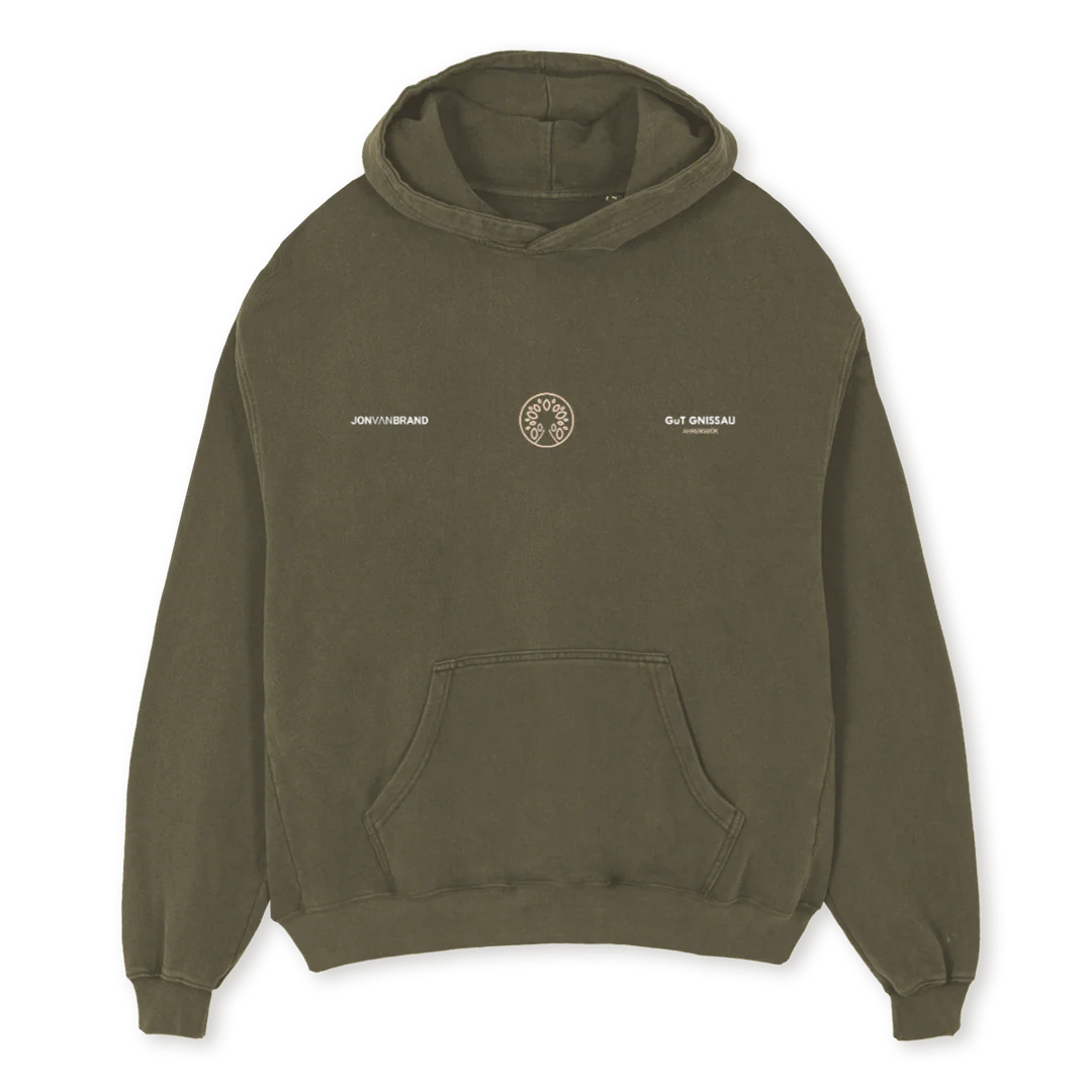 JVBGGFARMLIFEL Vintage Olive Oversized Hoodie.