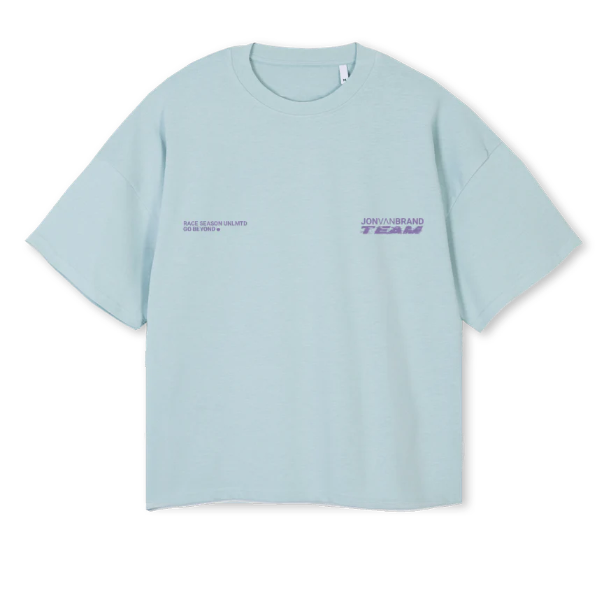 JVBOFFBIKERACE Cold Blue Oversized Boxy Tee.