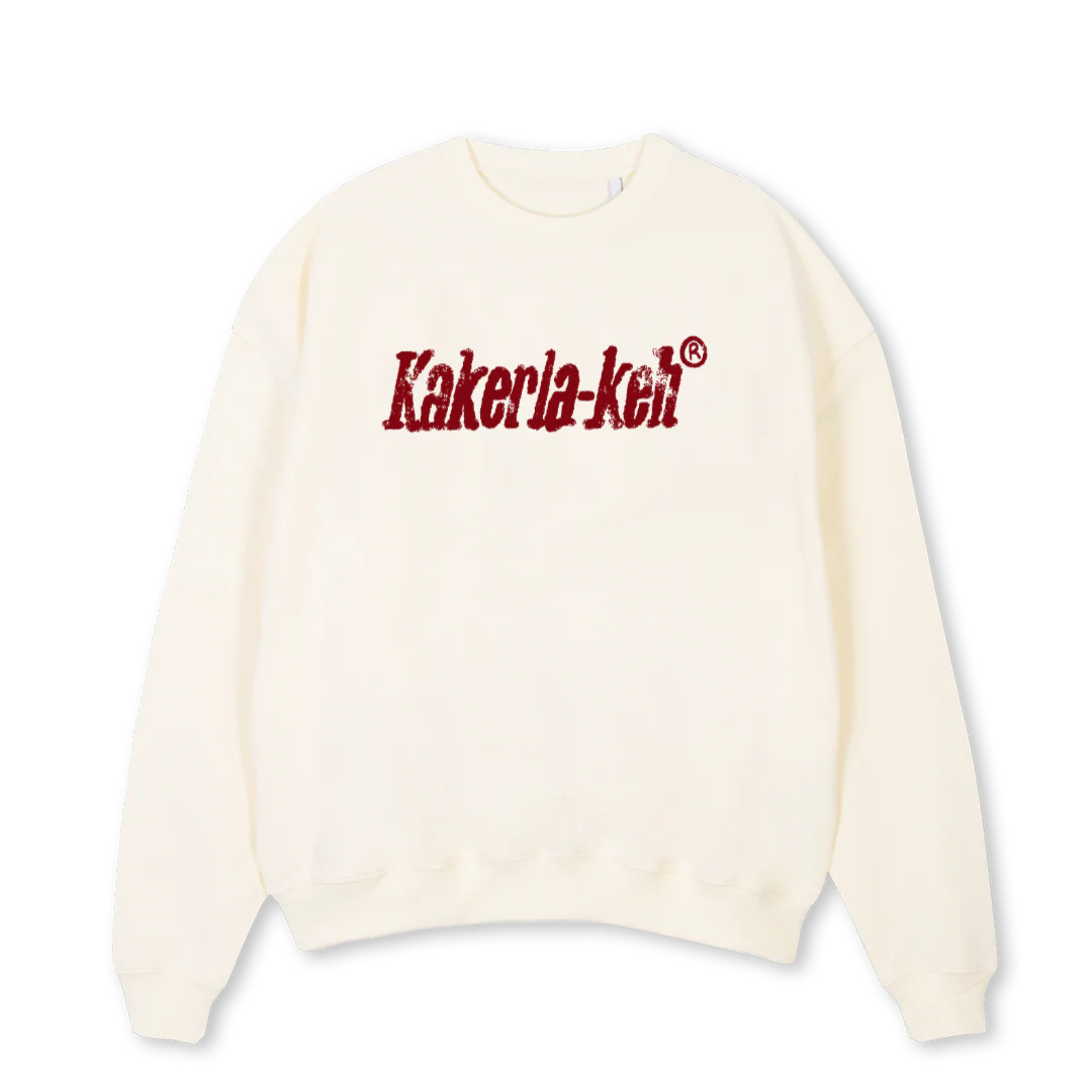 KAKERTINI Cream Oversized Crewneck Sweater.
