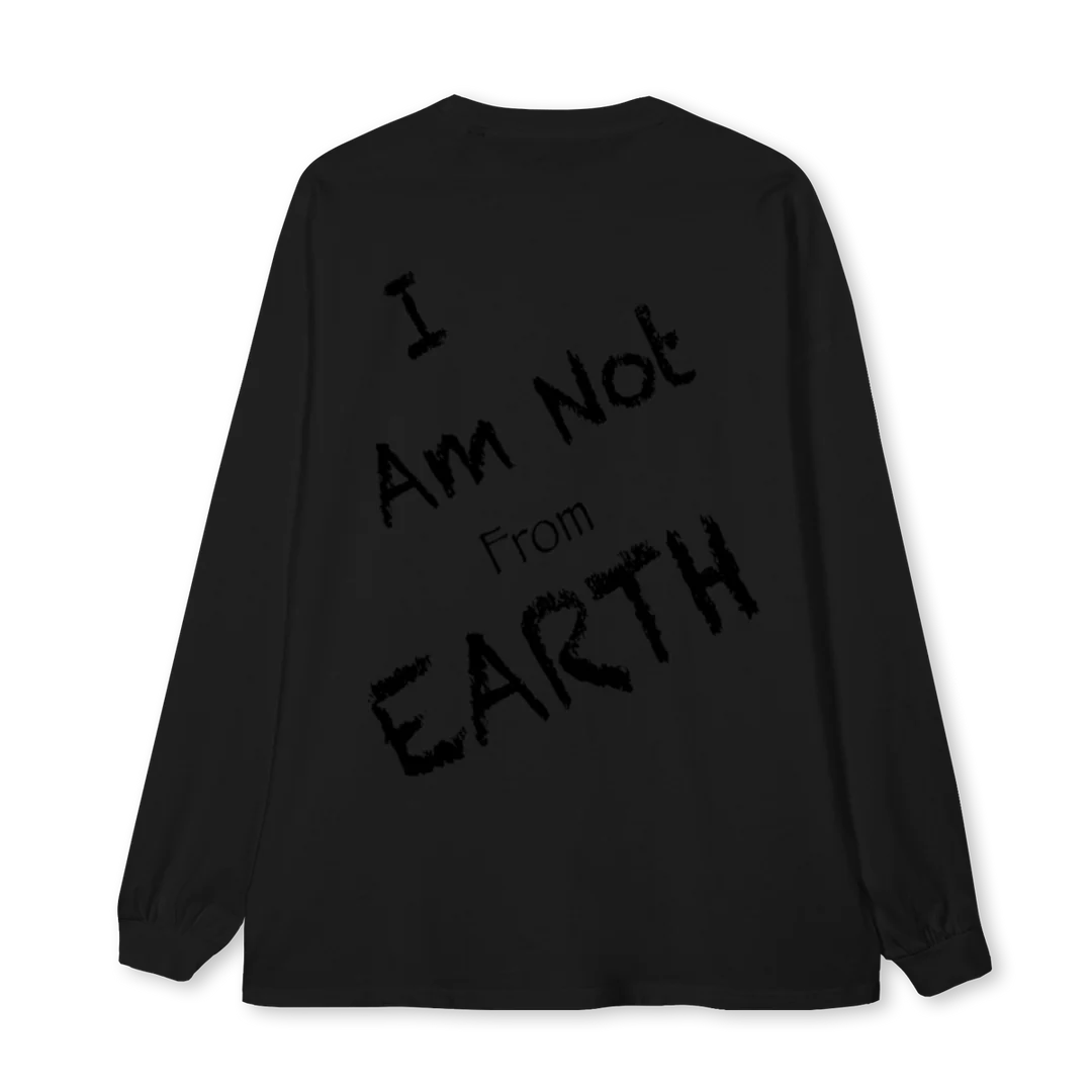 KARMAALIEN Black Oversized LS Tee. - Image 2