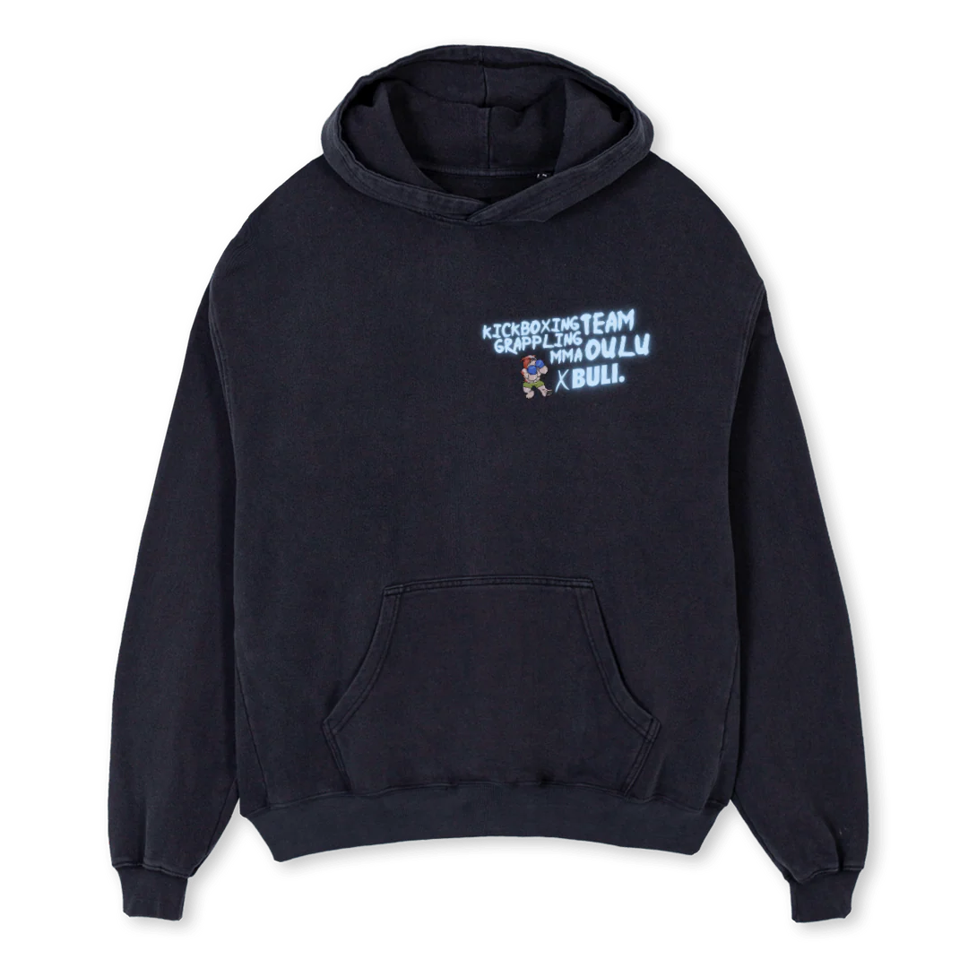 KBT HUPPARII Vintage Black Oversized Hoodie.
