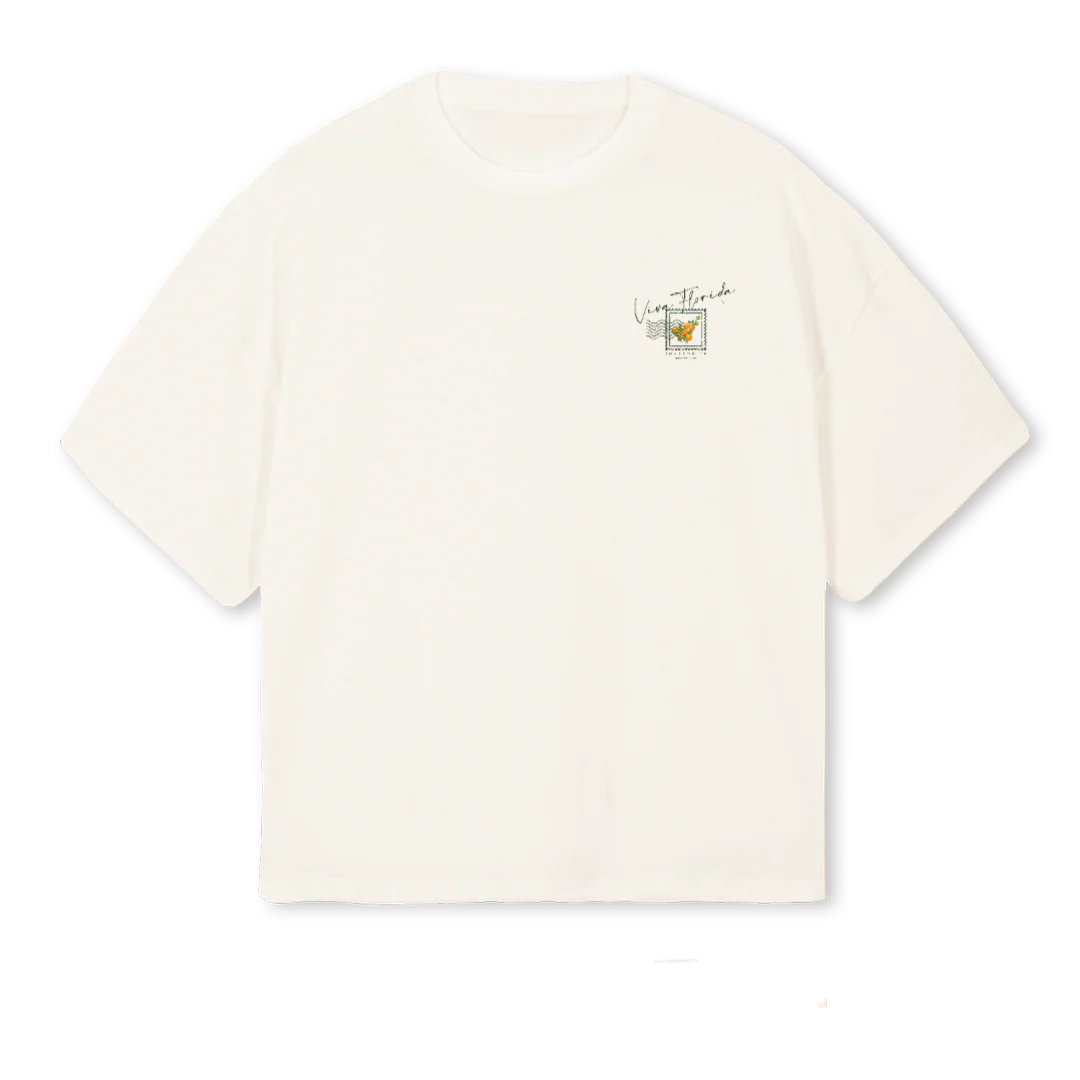KCD VIVAFL Vintage White Oversized Boxy Tee.