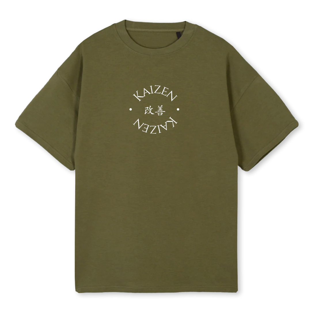 KHAKITEEWHITELOGO Kaki Oversized Tee.