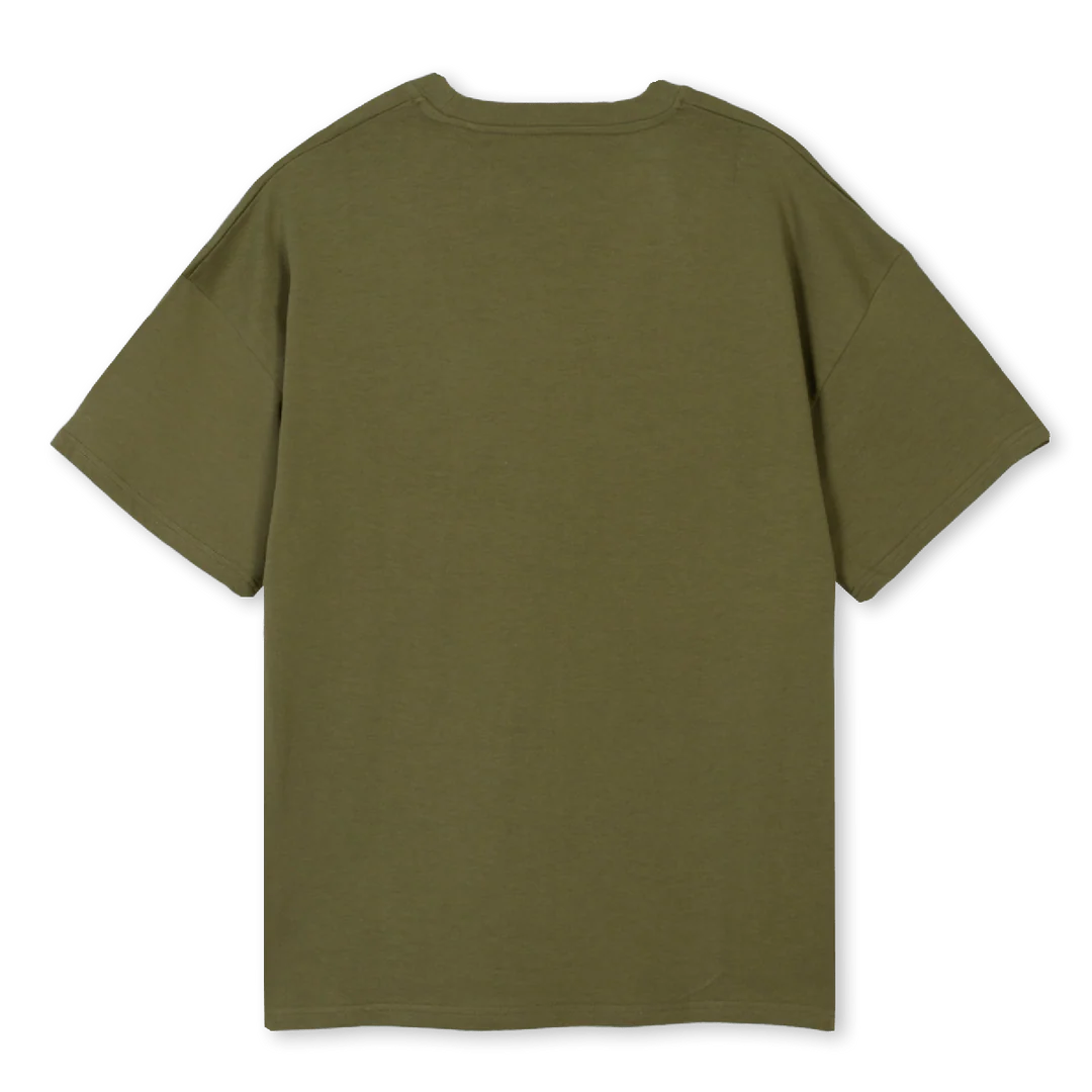KHAKITEEWHITELOGO Kaki Oversized Tee. - Image 2