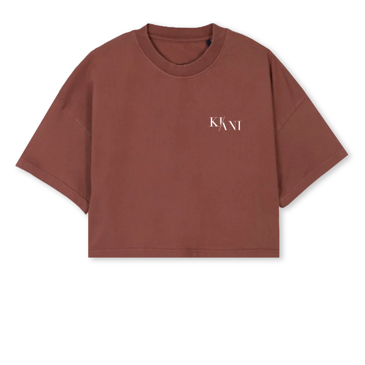 KIANI CROPPED T Vintage Brown Cropped Oversized Tee.
