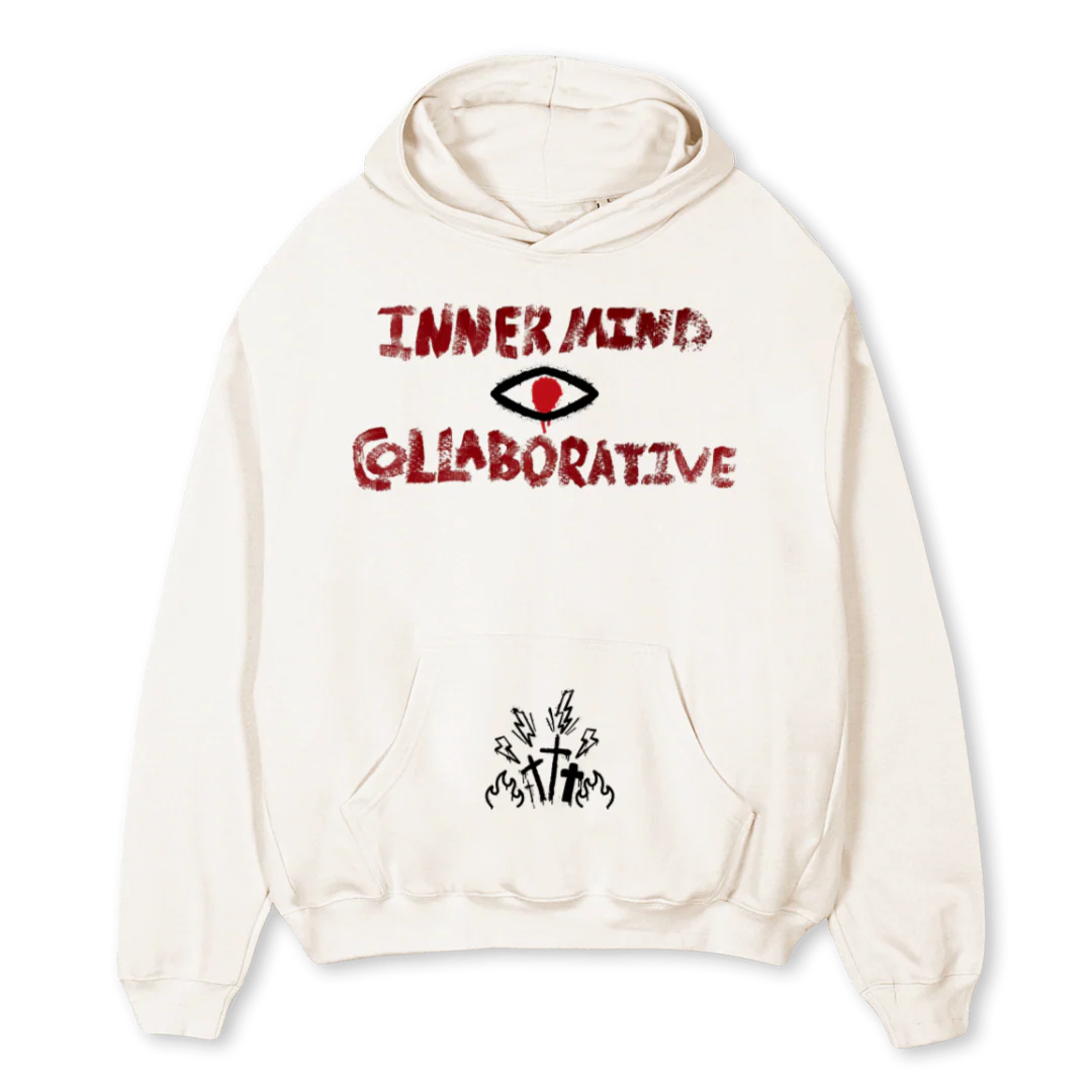 KILLRINSTNCT Vintage White Oversized Hoodie.