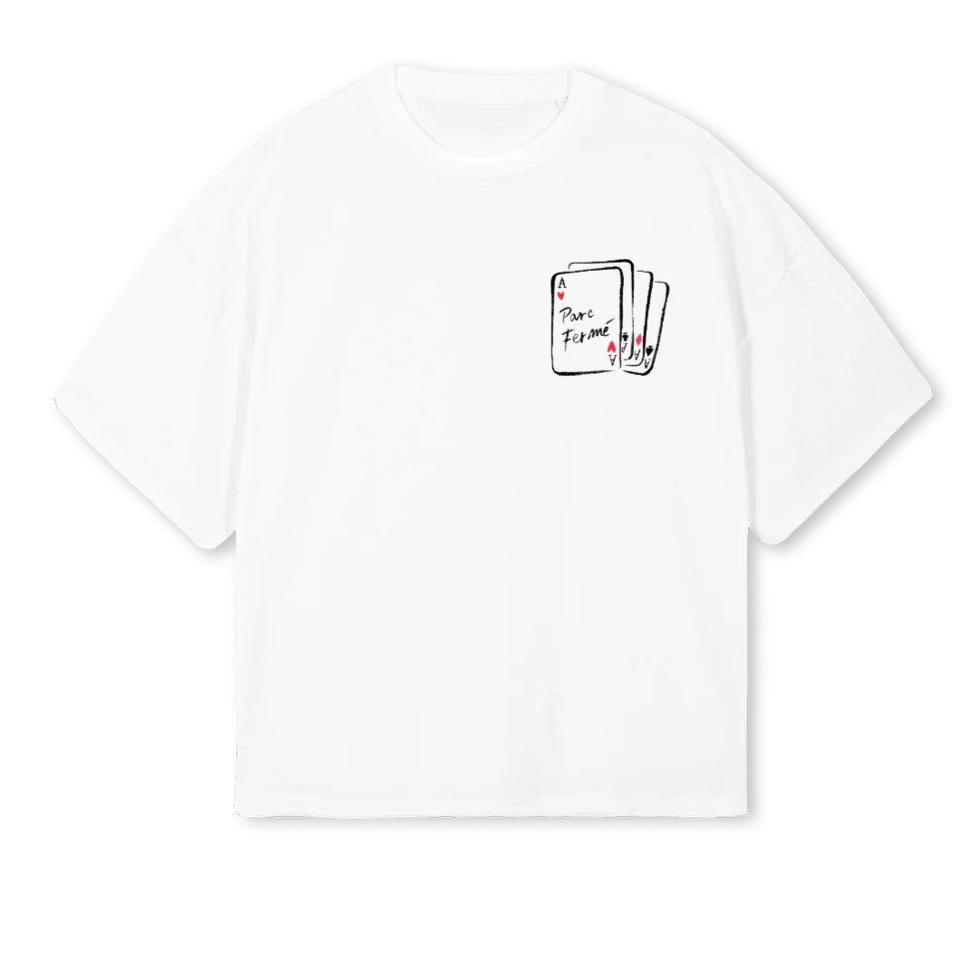 KING OF HEARTS White Oversized Boxy Tee.