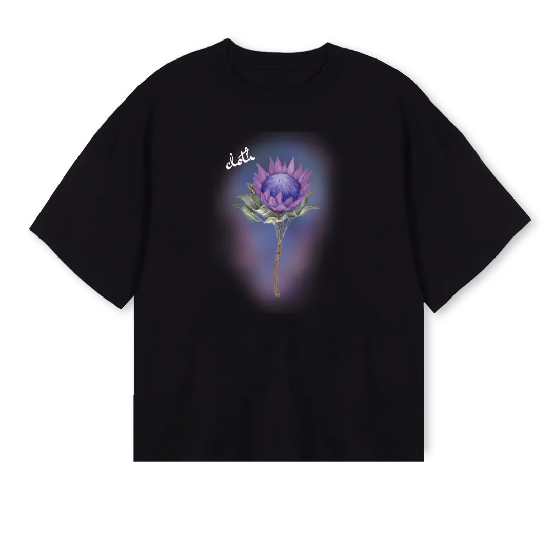 KINGPROTEA Black Oversized Boxy Tee.