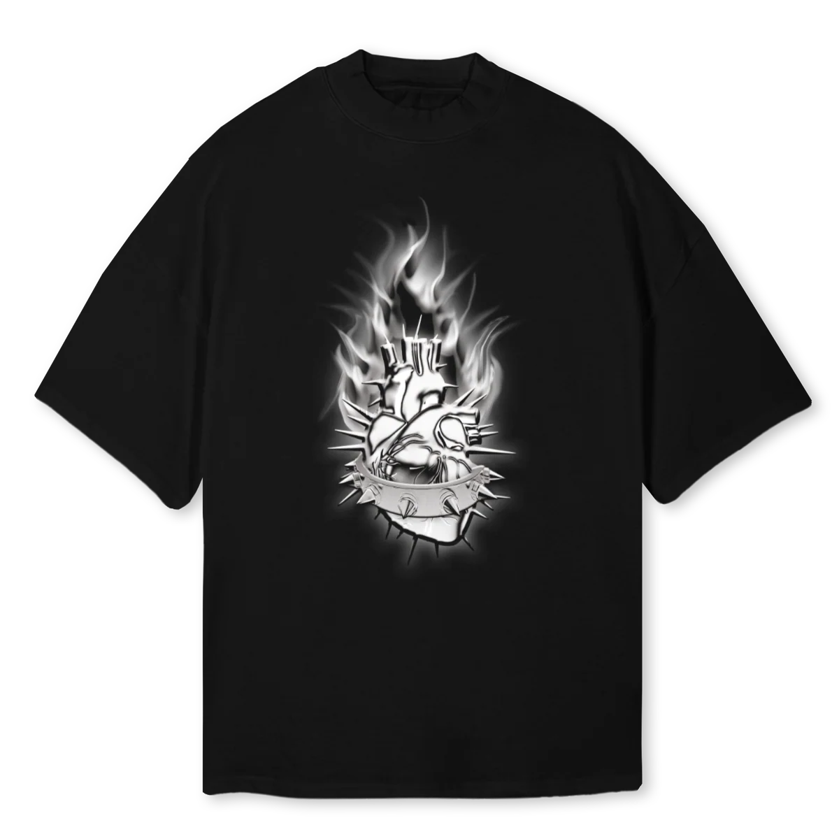 KINKYBLACK Black Oversized Mock Neck Tee.