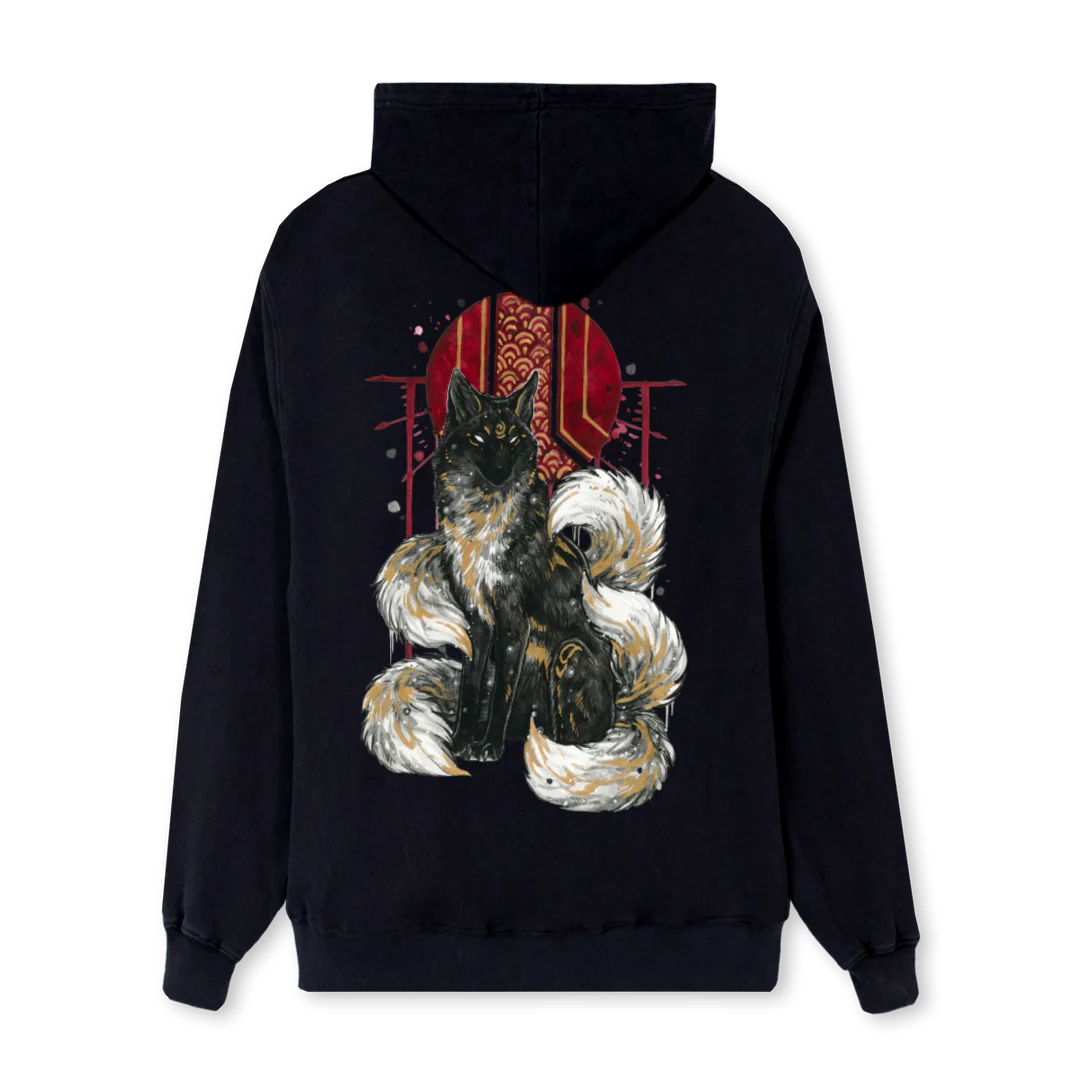 KITSUNE 2 Black Regular Hoodie. - Image 2