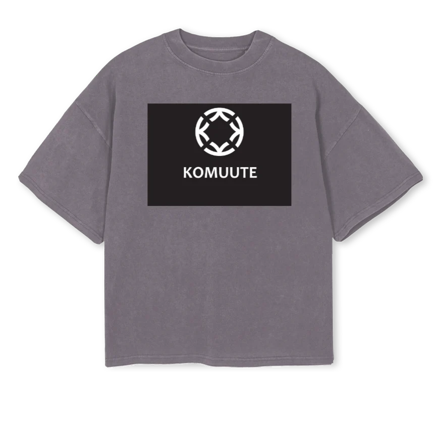 KOMUUTE_3 Pigment Grey Oversized Boxy Tee.