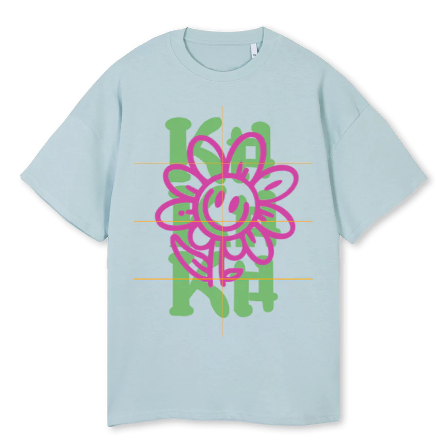 KTT FLOWERSMILE Cold Blue Oversized Tee.