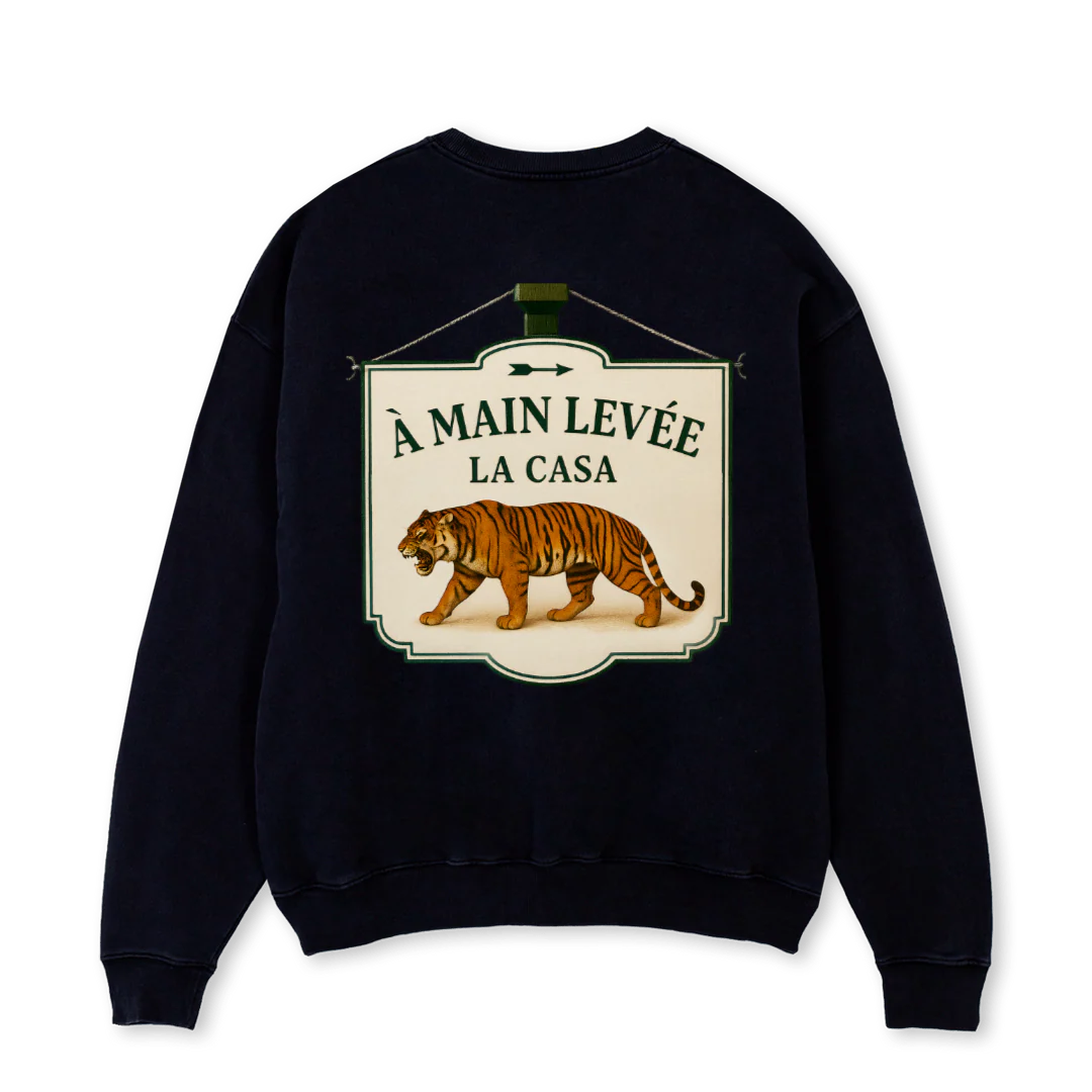 LACASATIGERCREW Black Oversized Crewneck Sweater. - Image 2