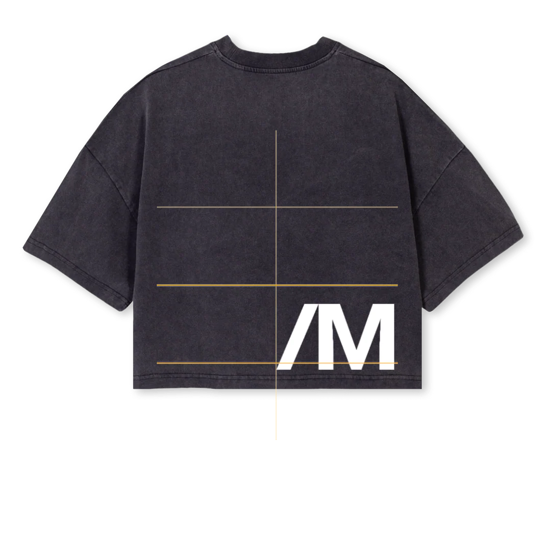 LADIESCROP Vintage Black Cropped Oversized Tee. - Image 2