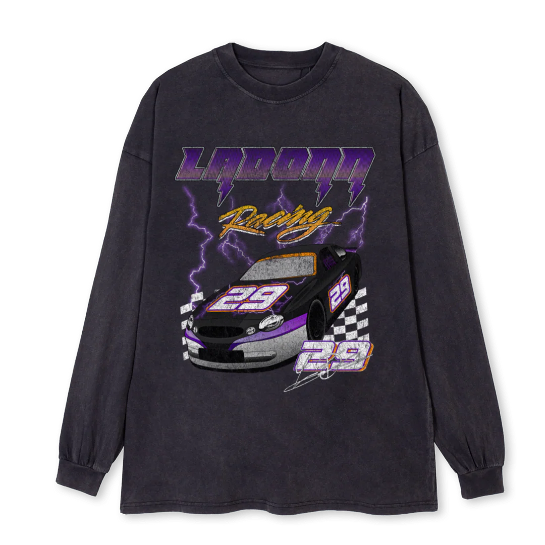LADONN  Vintage Black Oversized LS Tee.