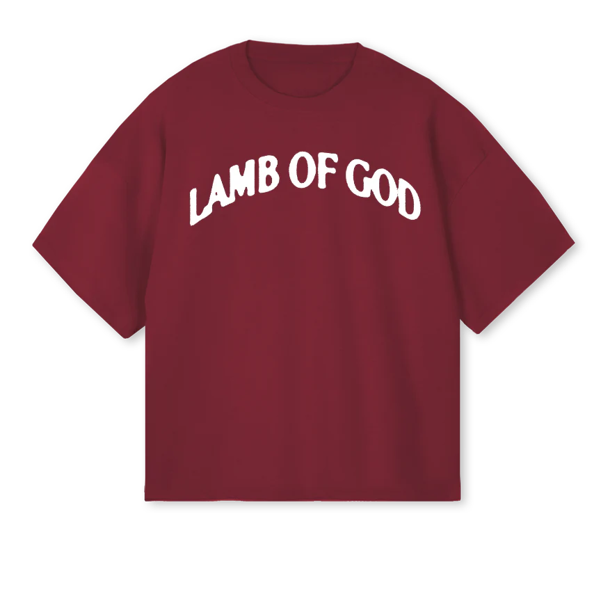 LAMBBURGUNDY Burgundy Oversized Boxy Tee.