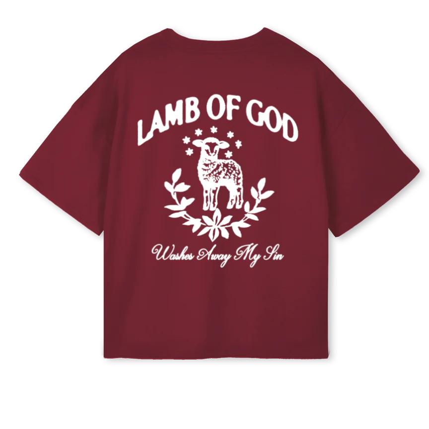 LAMBBURGUNDY Burgundy Oversized Boxy Tee. - Image 2