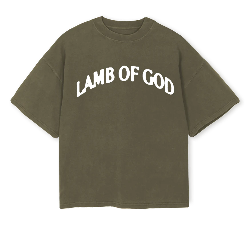 LAMBOLIVE Vintage Olive Oversized Boxy Tee.